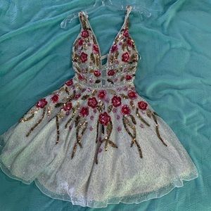 Floral beading primavera homecoming dress
